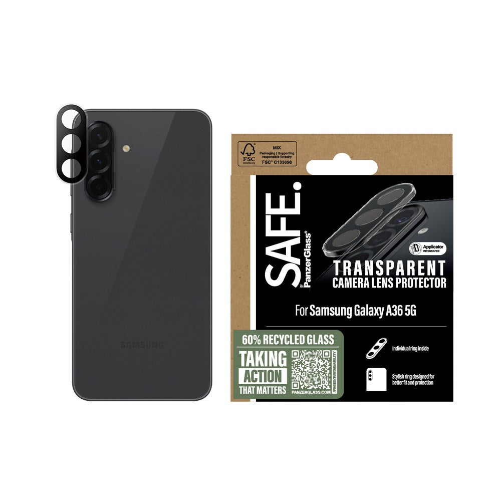 Samsung Galaxy A36 (5G) Safe By PanzerGlass Kamerabeskyttelse - Genanvendt Glas - Gennemsigtig