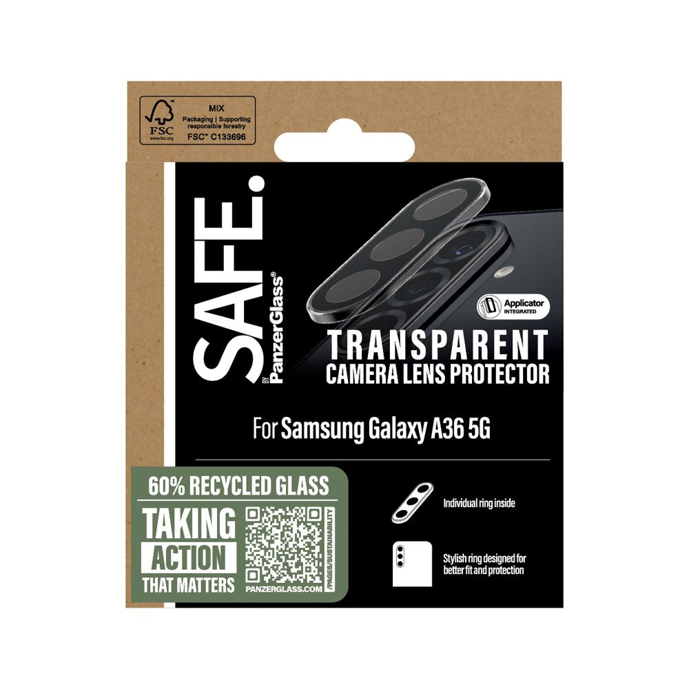 Samsung Galaxy A36 (5G) Safe By PanzerGlass Kamerabeskyttelse - Genanvendt Glas - Gennemsigtig