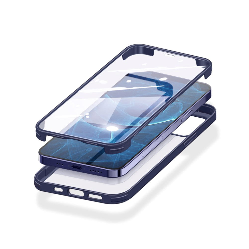 iPhone 12 - 12 Pro 360° Hybrid Cover m. Glas Bagside og Forside - Sort *