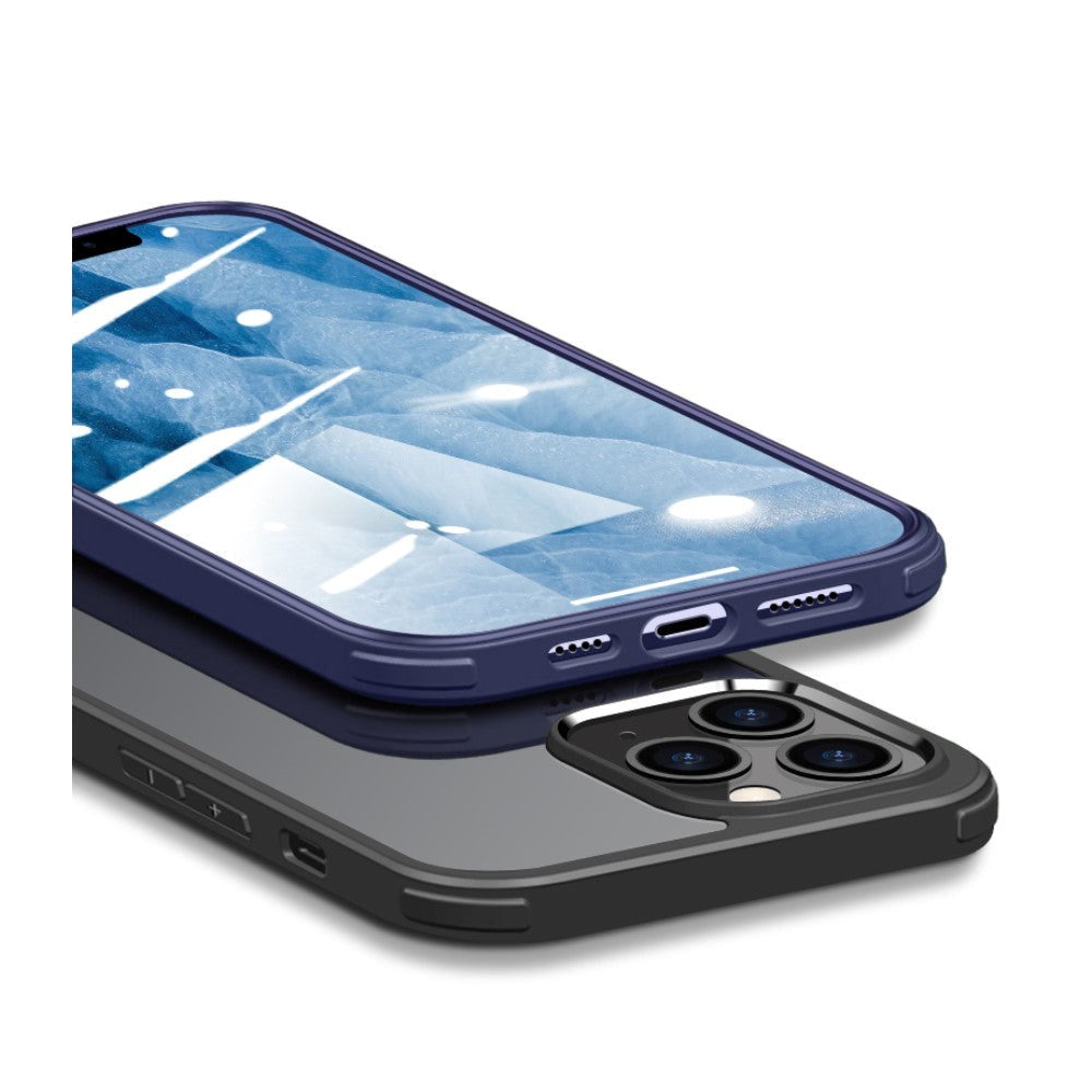 iPhone 12 - 12 Pro 360° Hybrid Cover m. Glas Bagside og Forside - Sort *