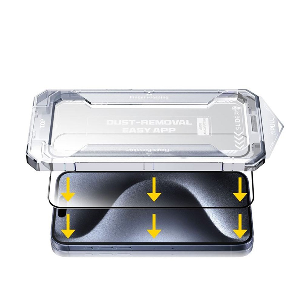 iPhone 16 Pro Mobile Origin Skærmbeskyttelsesglas m. Applikator - Gennemsigtig / Sort Kant