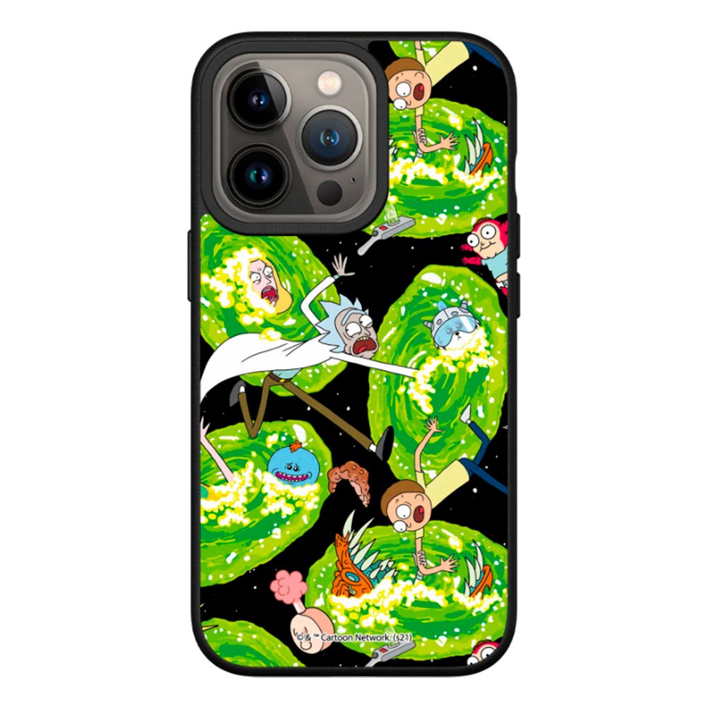 iPhone 13 Pro RhinoShield SolidSuit Cover m. Rick and Morty - Portal Pattern