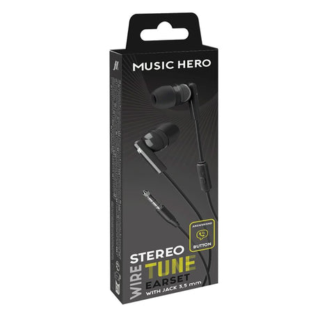 MUSIC HERO Tune Stereo In-Ear Høretelefoner m. Jackstik 3.5mm & Mikrofon - Sort
