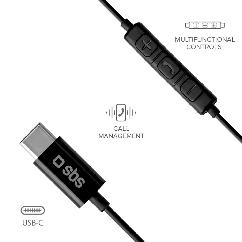 SBS Studio Mix 100c Hovedtelefon In-Ear m. USB-C & Mikrofon - Sort