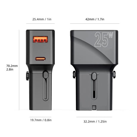 Mobile Origin Rejse Adapter EU/US/UK/AU 25W - Sort