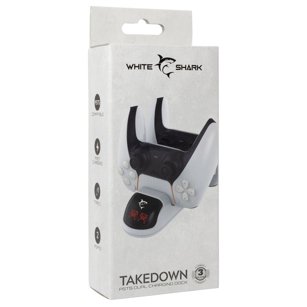 White Shark TAKEDOWN Ladestander til PS5 Controller - Hvid