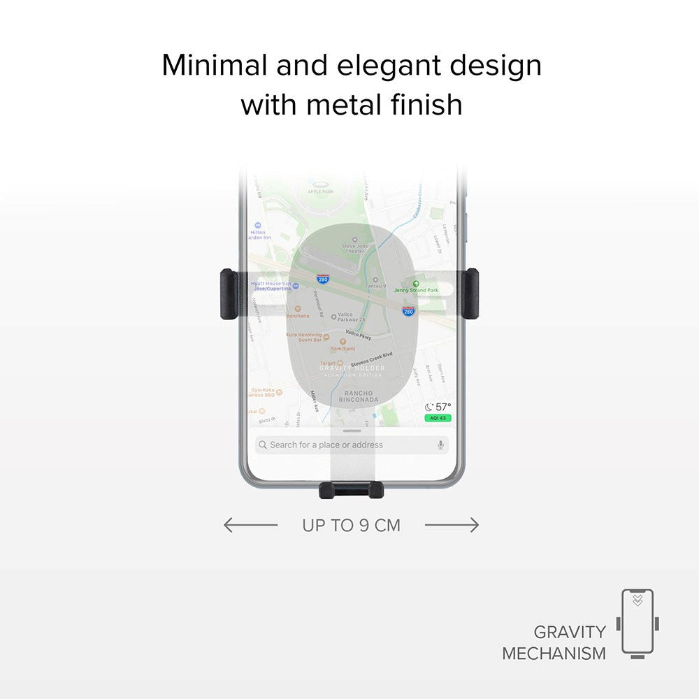 SBS Gravity Mobilholder til Ventilationsudgang - Max Mobil: 85mm - Sort