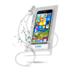 SBS Universal Vandafvisende Case Etui - (Maks. Mobil: 161 x 78 mm) - Hvid / Gennemsigtig