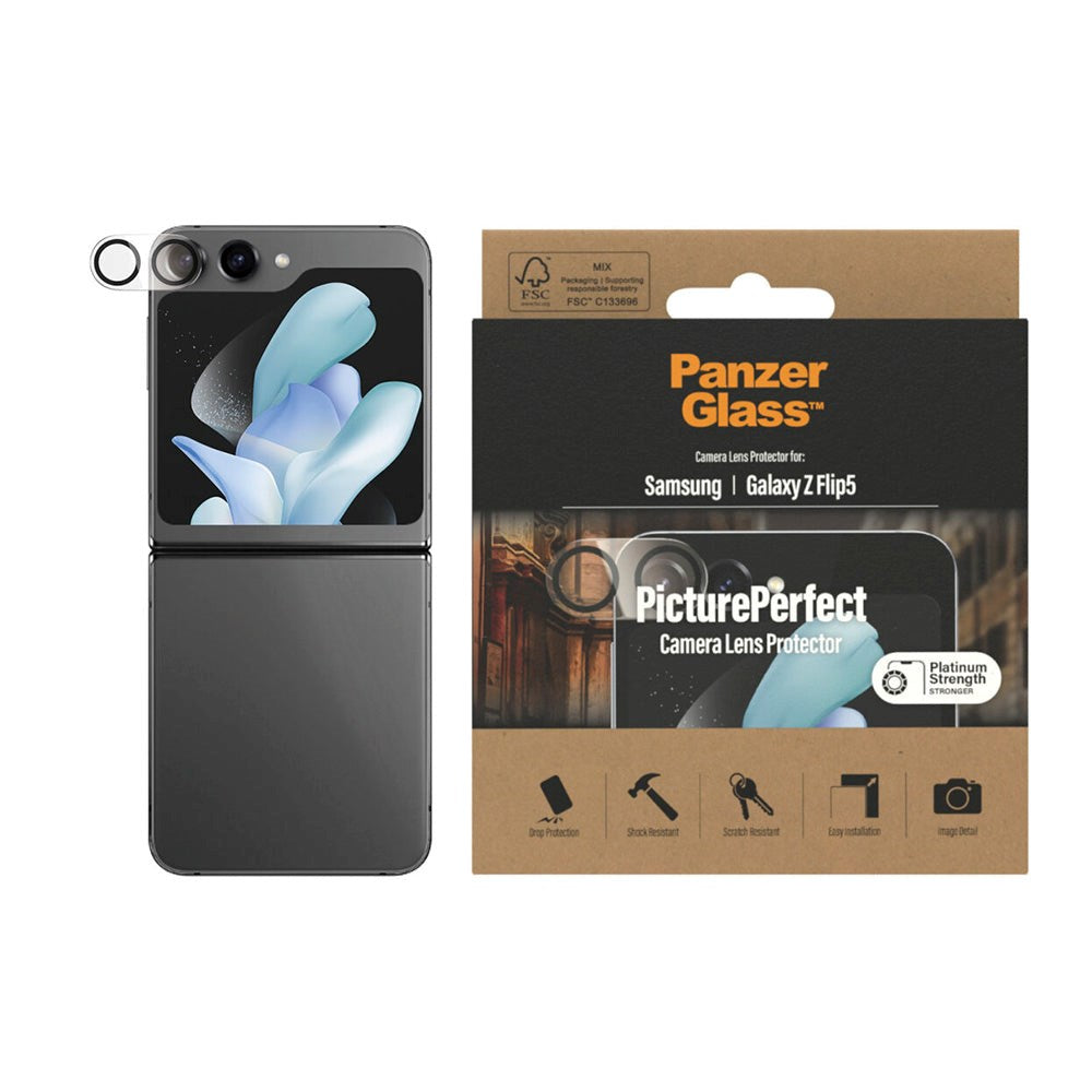 Samsung Galaxy Z Flip5 (5G) PanzerGlass PicturePerfect - Kamerabeskyttelse - Gennemsigtig / Sort