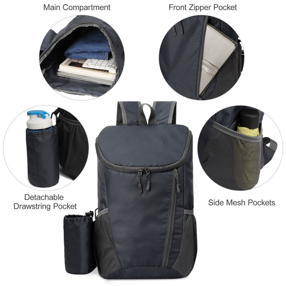 Vandafvisende 20L Nylon Rygsæk (42 x 28cm) - Sort