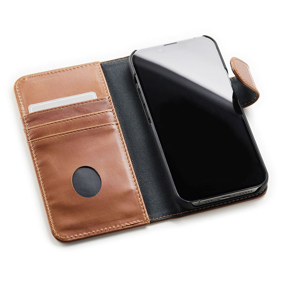 iPhone 13 Mini Trunk 2-i-1 Ægte Læder Cover m. Pung - Brun