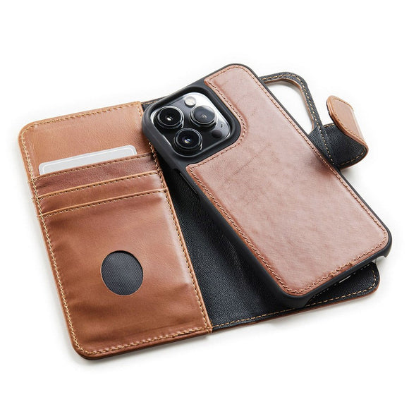 iPhone 13 Mini Trunk 2-i-1 Ægte Læder Cover m. Pung - Brun