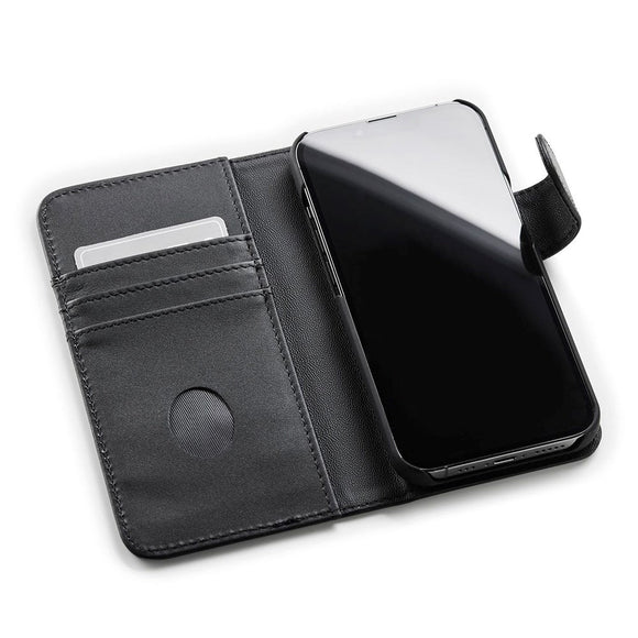 iPhone 13 Pro Trunk 2-i-1 Ægte Læder Cover m. Pung - Sort