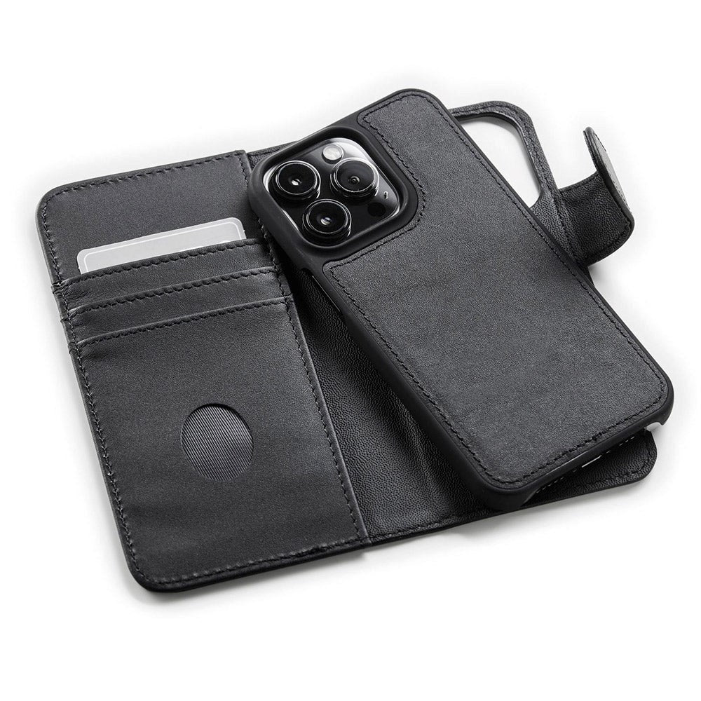 iPhone 13 Pro Trunk 2-i-1 Ægte Læder Cover m. Pung - Sort