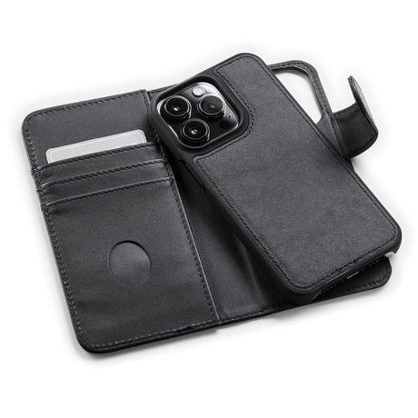 iPhone 13 Pro Trunk 2-i-1 Ægte Læder Cover m. Pung - Sort