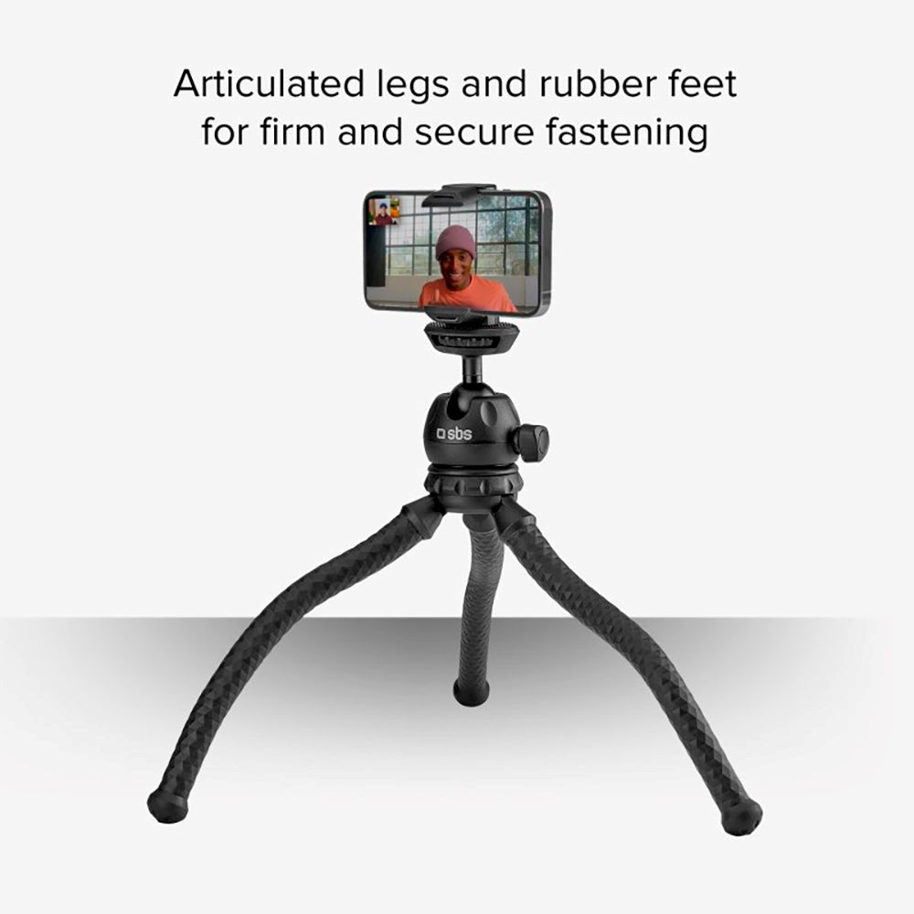 SBS Squid Tripod Pro - Tripod til Smartphone / Kamera - Max Mobil: 60 - 95mm - Sort