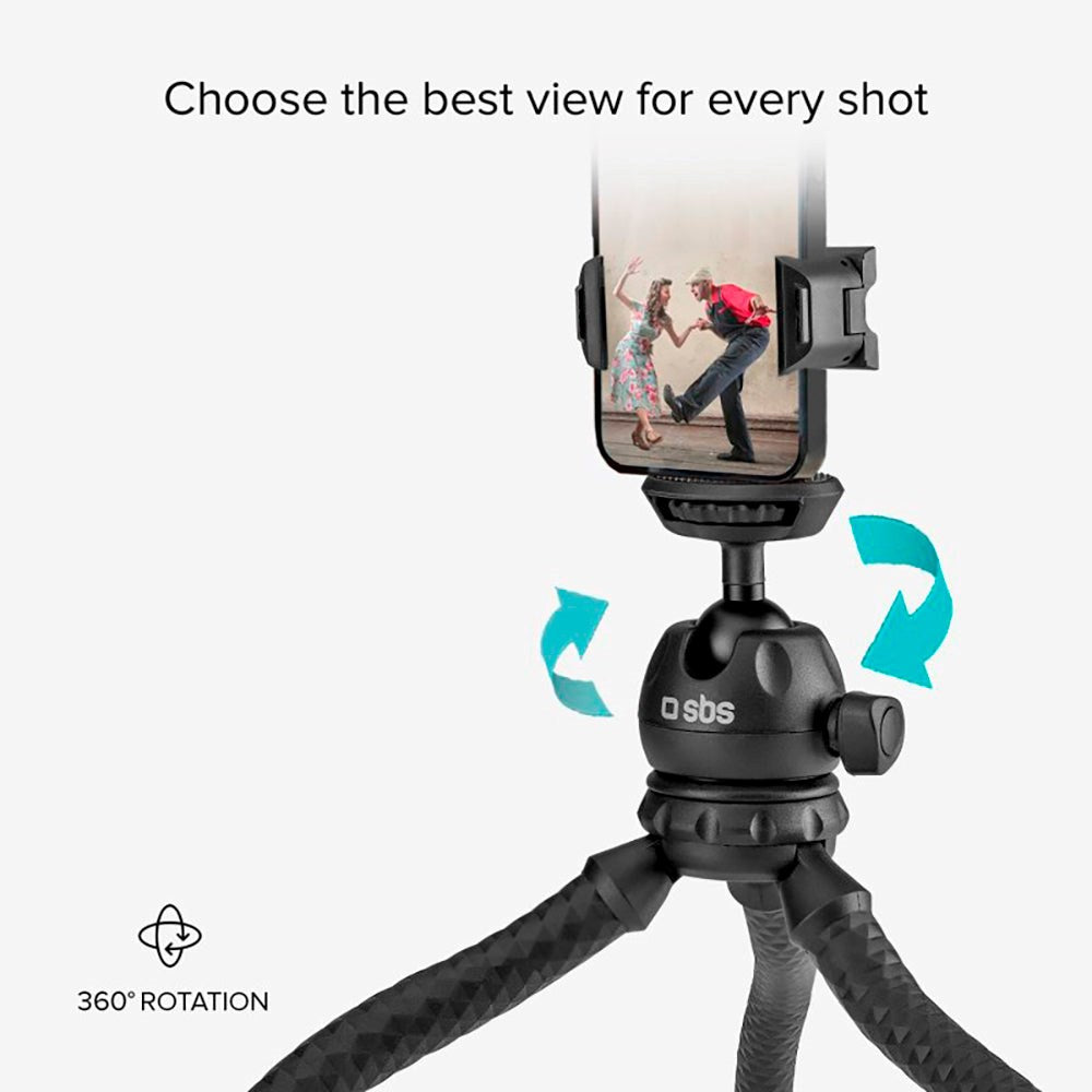 SBS Squid Tripod Pro - Tripod til Smartphone / Kamera - Max Mobil: 60 - 95mm - Sort