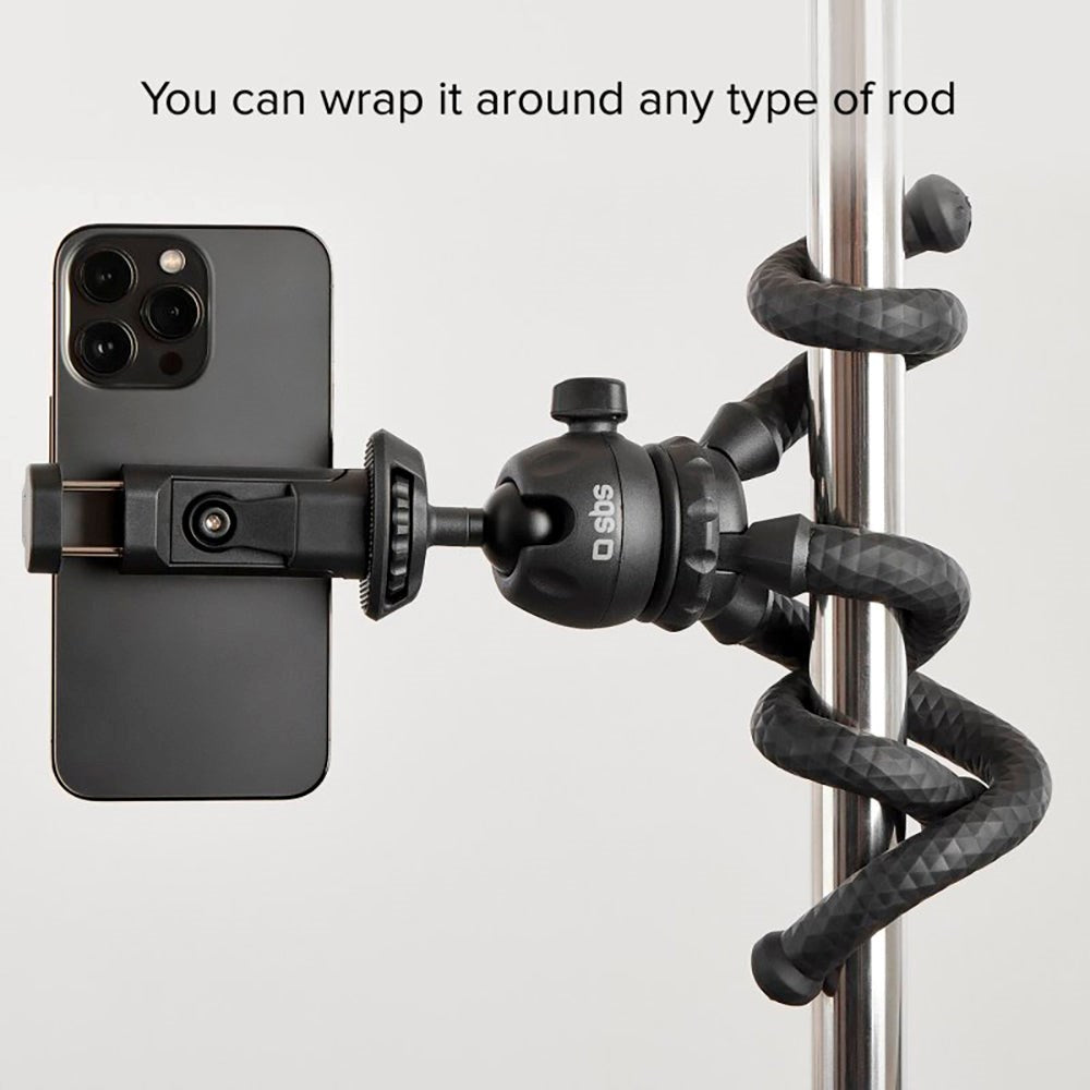 SBS Squid Tripod Pro - Tripod til Smartphone / Kamera - Max Mobil: 60 - 95mm - Sort