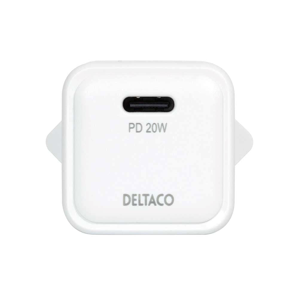 Deltaco PD 20W Mini Vægoplader m. USB-C - Hvid