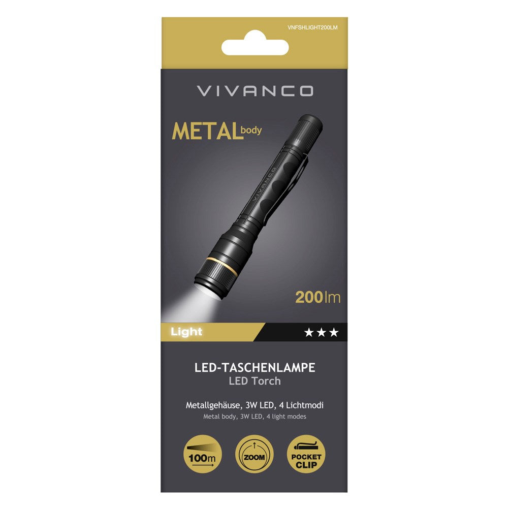 Lommelygte 3W 200lm - Sort