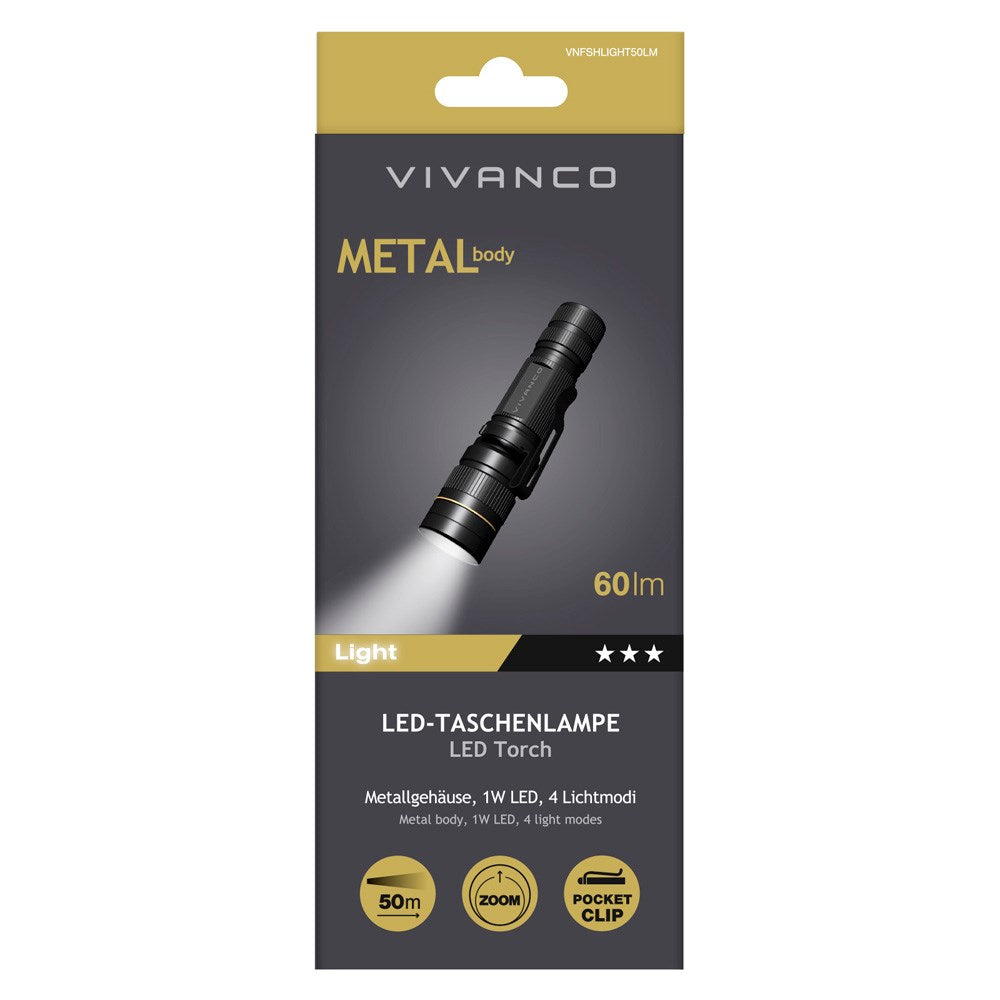 Lommelygte 1W 60lm - Sort