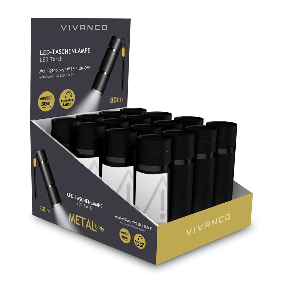 Lommelygte 1W 80lm m. Strop - Sort