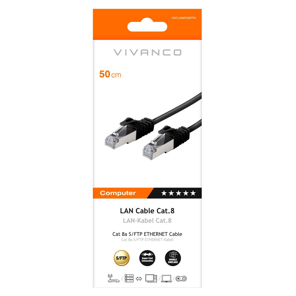 Netværkskabel RJ45 Cat 8 - 0,5 - Sort