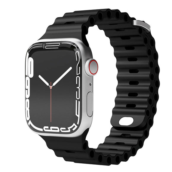 Apple Watch (38/40/SE/41/42mm) Vonmählen Wave Band Silikone Rem - Sort