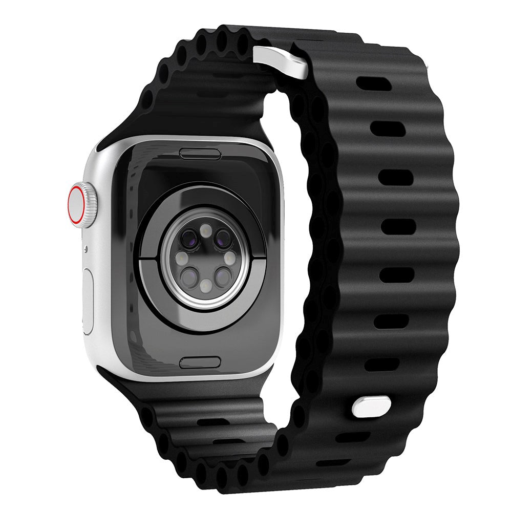 Apple Watch (38/40/SE/41/42mm) Vonmählen Wave Band Silikone Rem - Sort