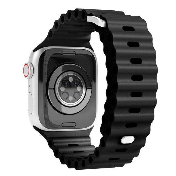 Apple Watch (38/40/SE/41/42mm) Vonmählen Wave Band Silikone Rem - Sort