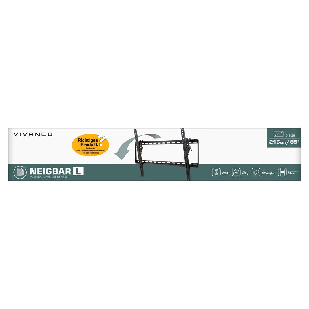 Vivanco TV Vægbeslag - Vippefunktion - 45kg / 85" - Sort