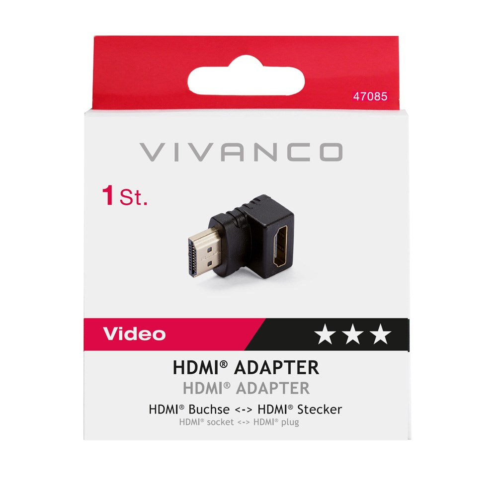 Vivanco HDMI Adapter (Hun til Han) m. 90° Vinkel - Sort