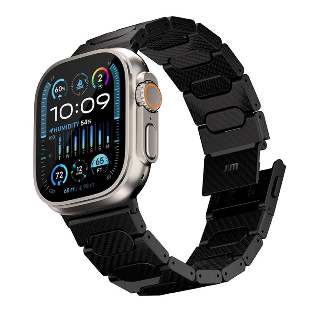 Apple Watch (42/44/SE/45/46/49mm) Just Mobile Ægte Kulfiber Rem - Sort