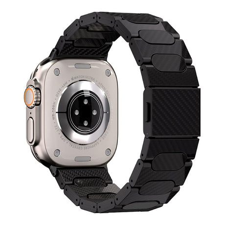 Apple Watch (42/44/SE/45/46/49mm) Just Mobile Ægte Kulfiber Rem - Sort