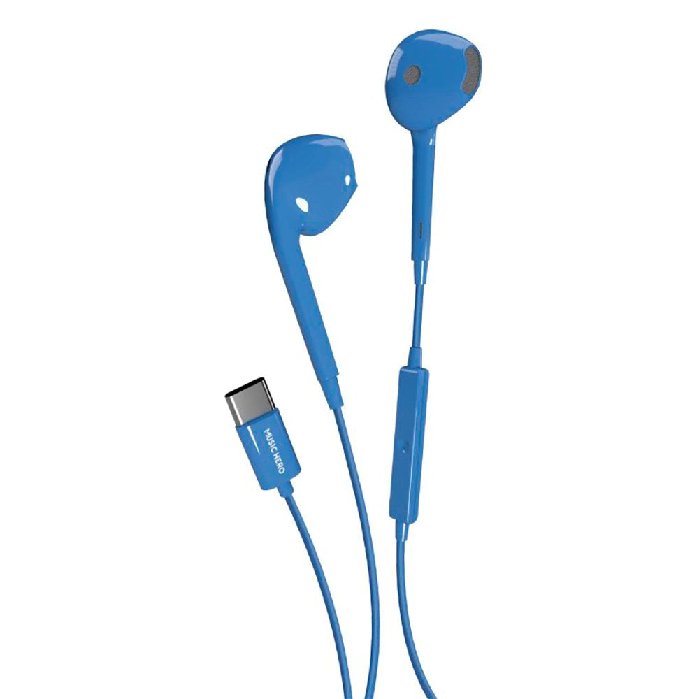 MUSIC HERO Tubb Stereo In-Ear Høretelefoner m. USB-C & Mikrofon - Blå