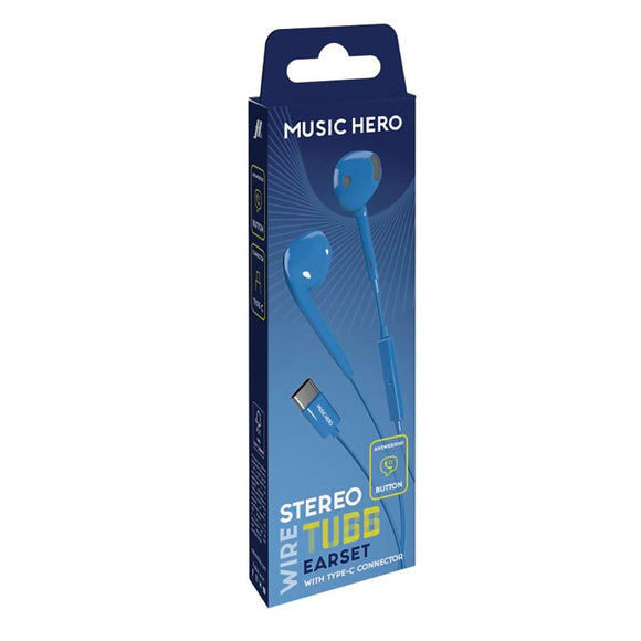 MUSIC HERO Tubb Stereo In-Ear Høretelefoner m. USB-C & Mikrofon - Blå