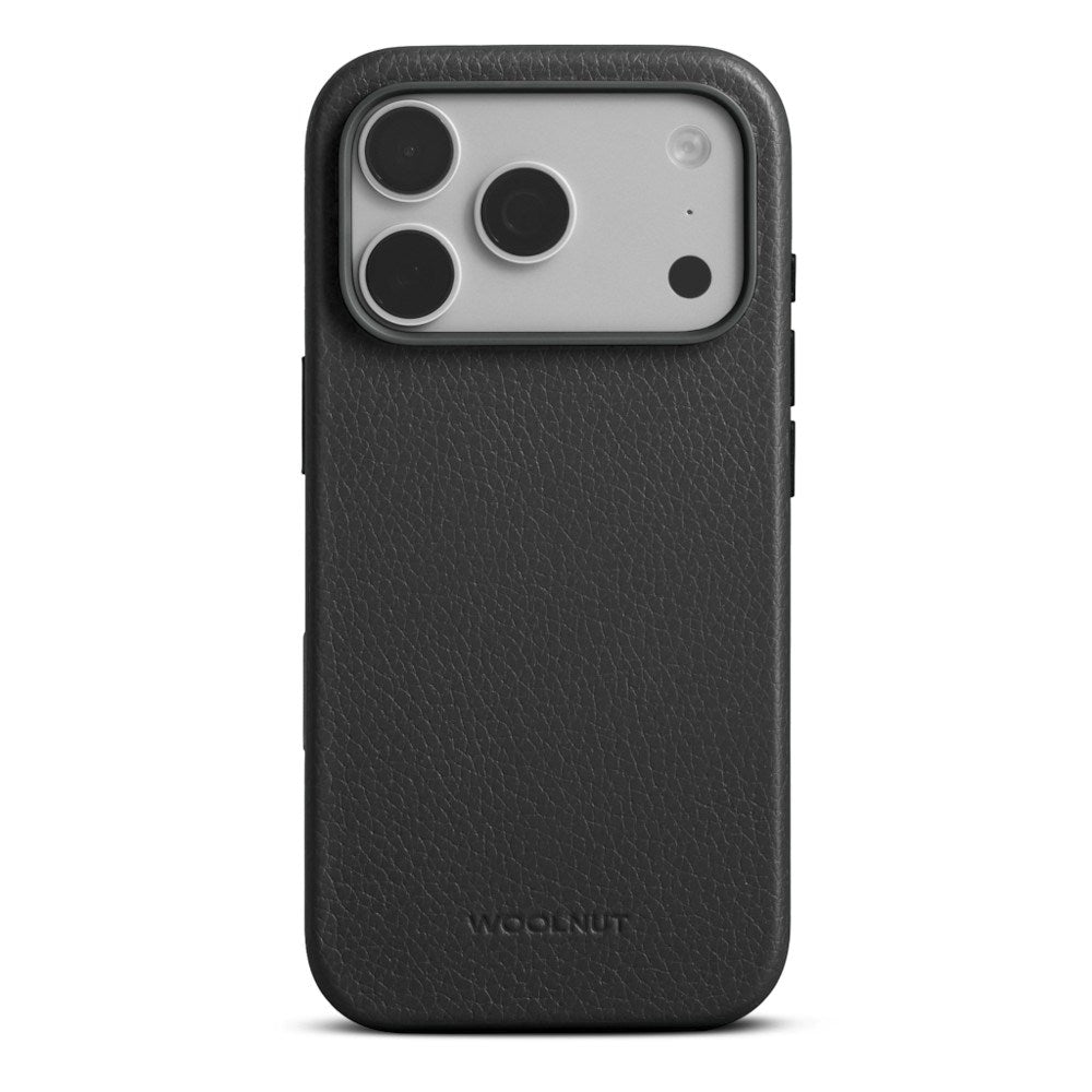 iPhone 18 Pro WOOLNUT Ægte Læder Cover - MagSafe Kompatibel - Sort