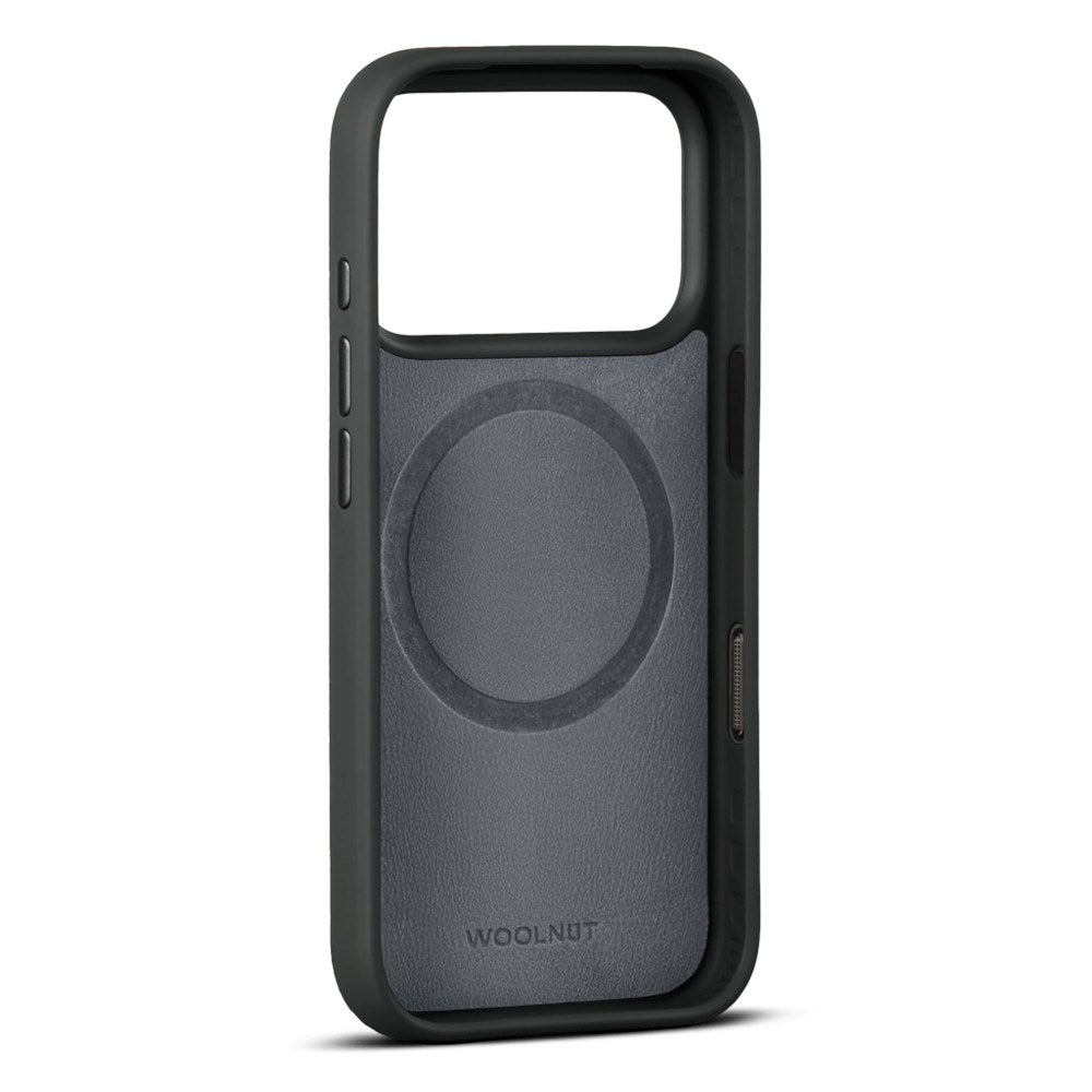 iPhone 18 Pro Max WOOLNUT Ægte Læder Cover - MagSafe Kompatibel - Sort