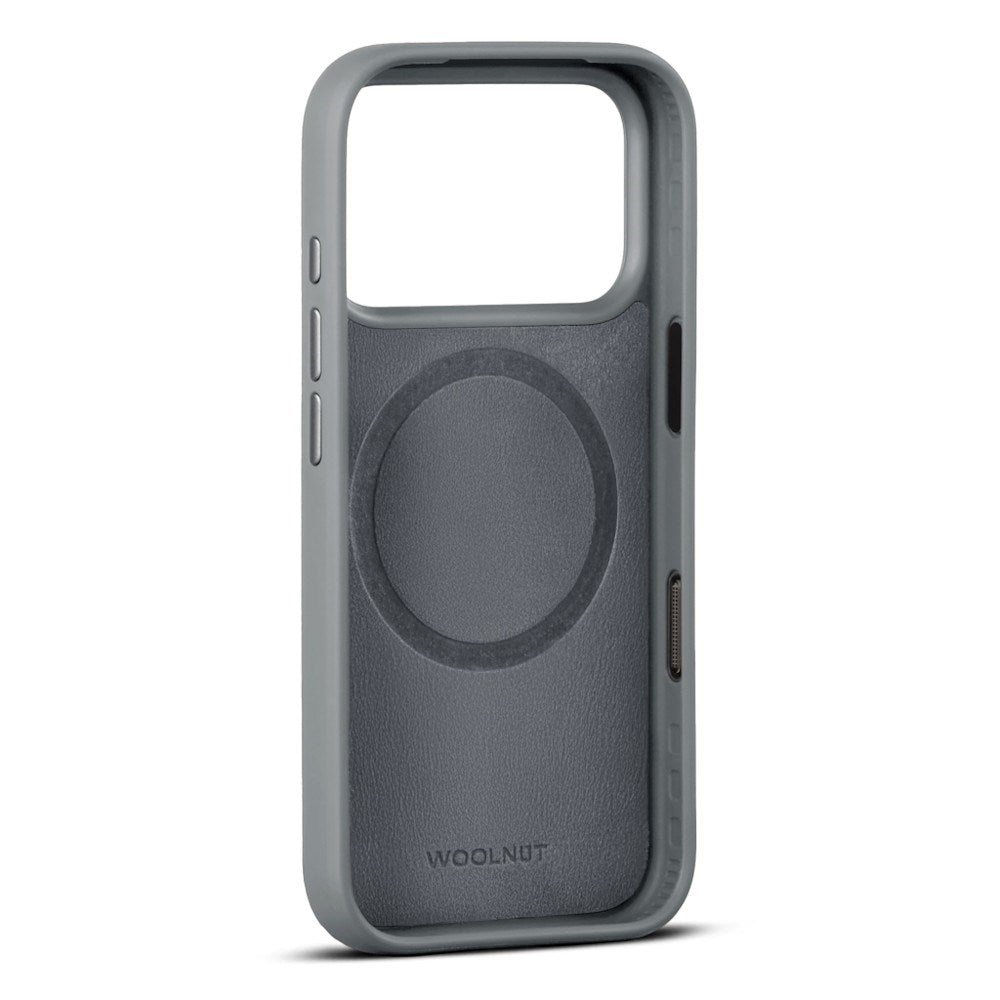 iPhone 18 Pro Max WOOLNUT Ægte Læder Cover - MagSafe Kompatibel - Grå