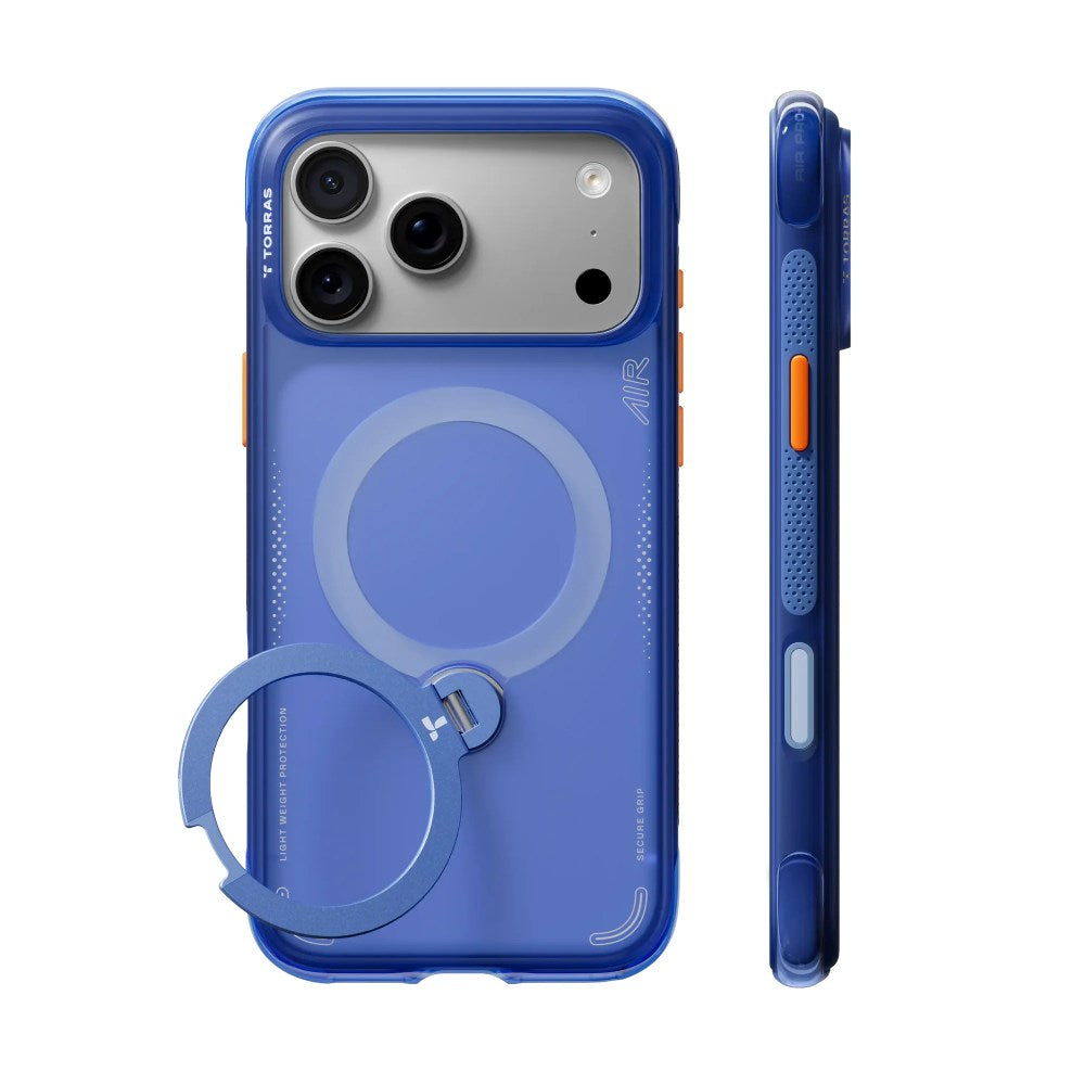 iPhone 18 Pro / 17 Pro TORRAS Ostand Q3 Air Cover - MagSafe Kompatibel - Arctic Blue