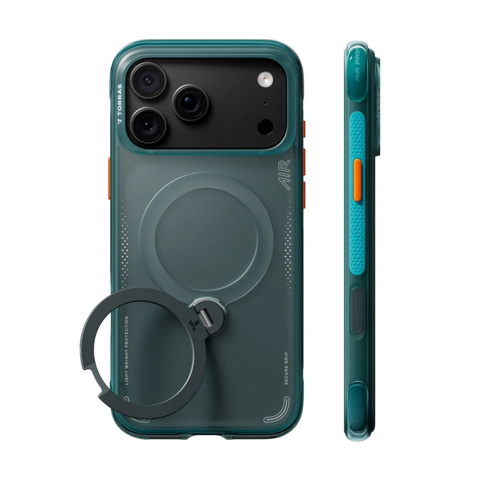 iPhone 18 Pro Max / 17 Pro Max TORRAS Ostand Q3 Air Cover - MagSafe Kompatibel - Grøn