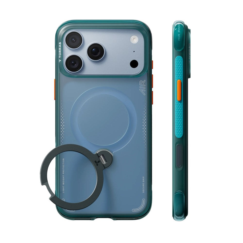 iPhone 18 Pro Max / 17 Pro Max TORRAS Ostand Q3 Air Cover - MagSafe Kompatibel - Grøn