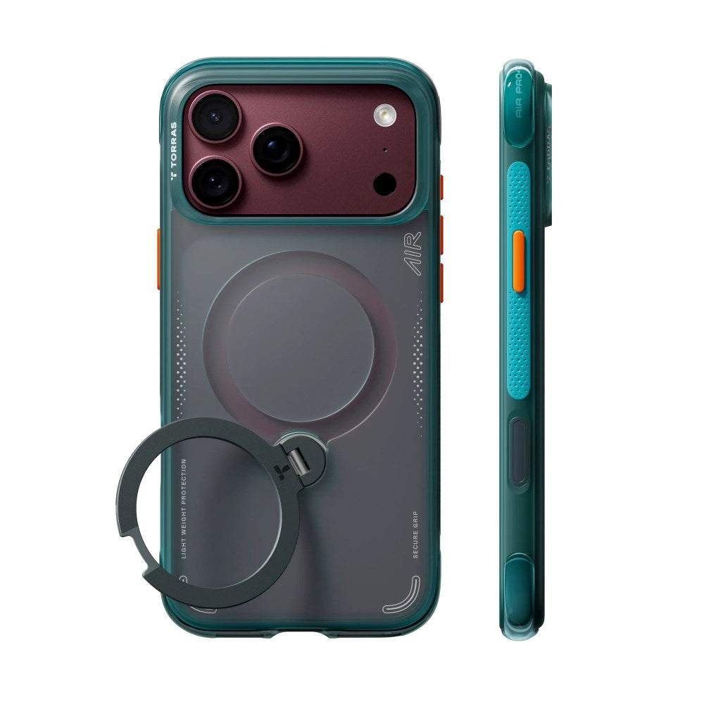 iPhone 18 Pro Max / 17 Pro Max TORRAS Ostand Q3 Air Cover - MagSafe Kompatibel - Grøn