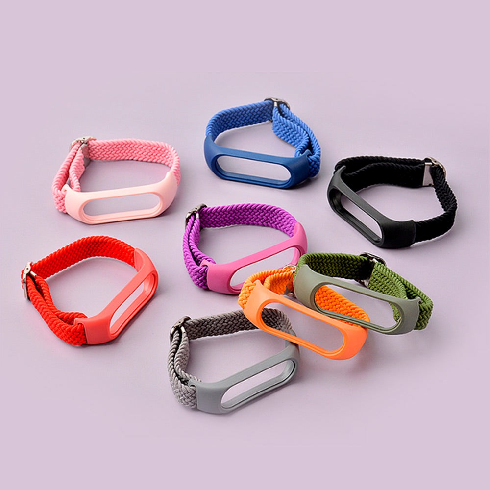 Xiaomi Mi Smart Band 5 / 6 Hurtel Urrem i Stof - Hvid / Lyserød