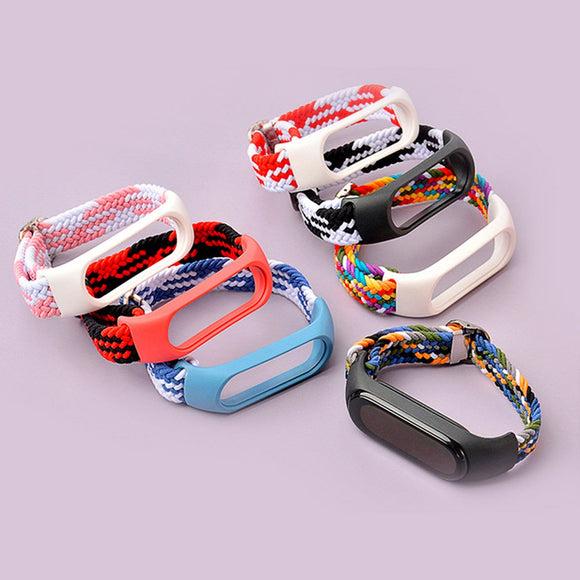 Xiaomi Mi Smart Band 5 / 6 Hurtel Urrem i Stof - Rød / Hvid