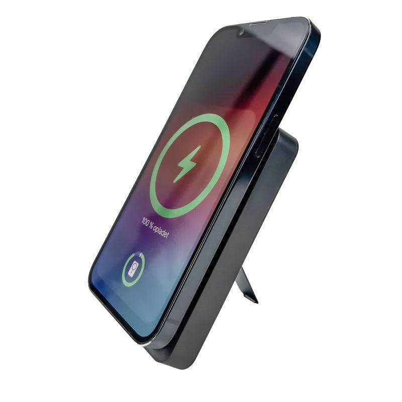 Zmartgear Powerbank Pro 6-i-1 m. 18W / 10.00mAh / Trådløs Opladning / Indbygget USB-C & Lightning Kabel / Kickstand - Sort