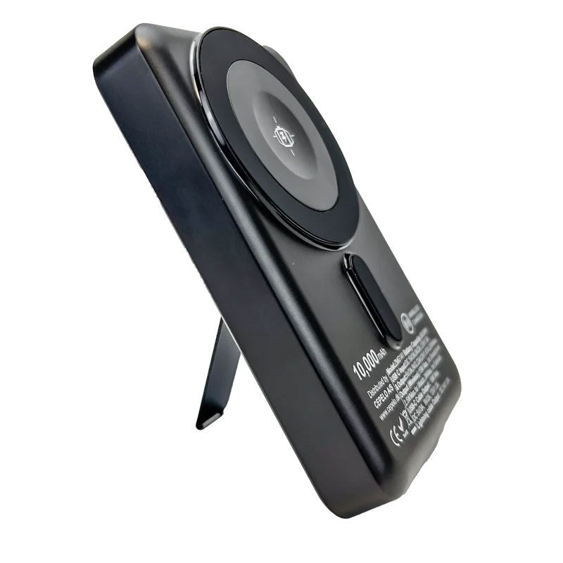 Zmartgear Powerbank Pro 6-i-1 m. 18W / 10.00mAh / Trådløs Opladning / Indbygget USB-C & Lightning Kabel / Kickstand - Sort