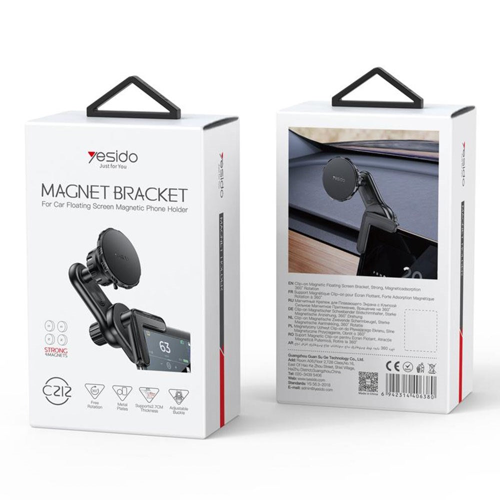 Yesido Magnetisk Mobilholder til Bil - Sort