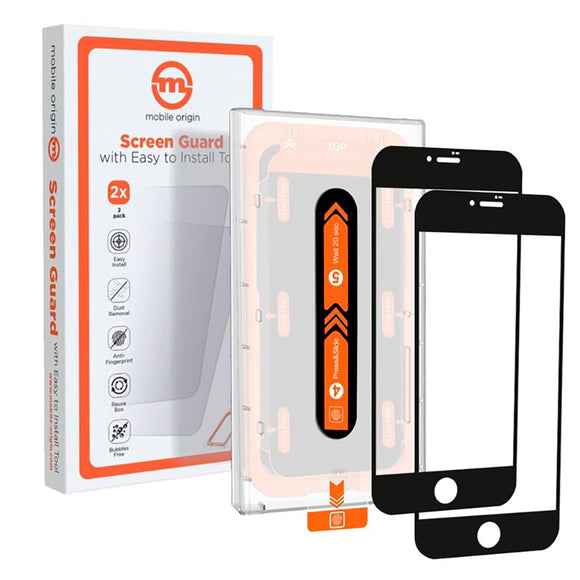 iPhone SE (2022 / 2020) / 8 / 7 Mobile Origin Beskyttelsesglas - Case Friendly - 2 stk. - Sort Kant