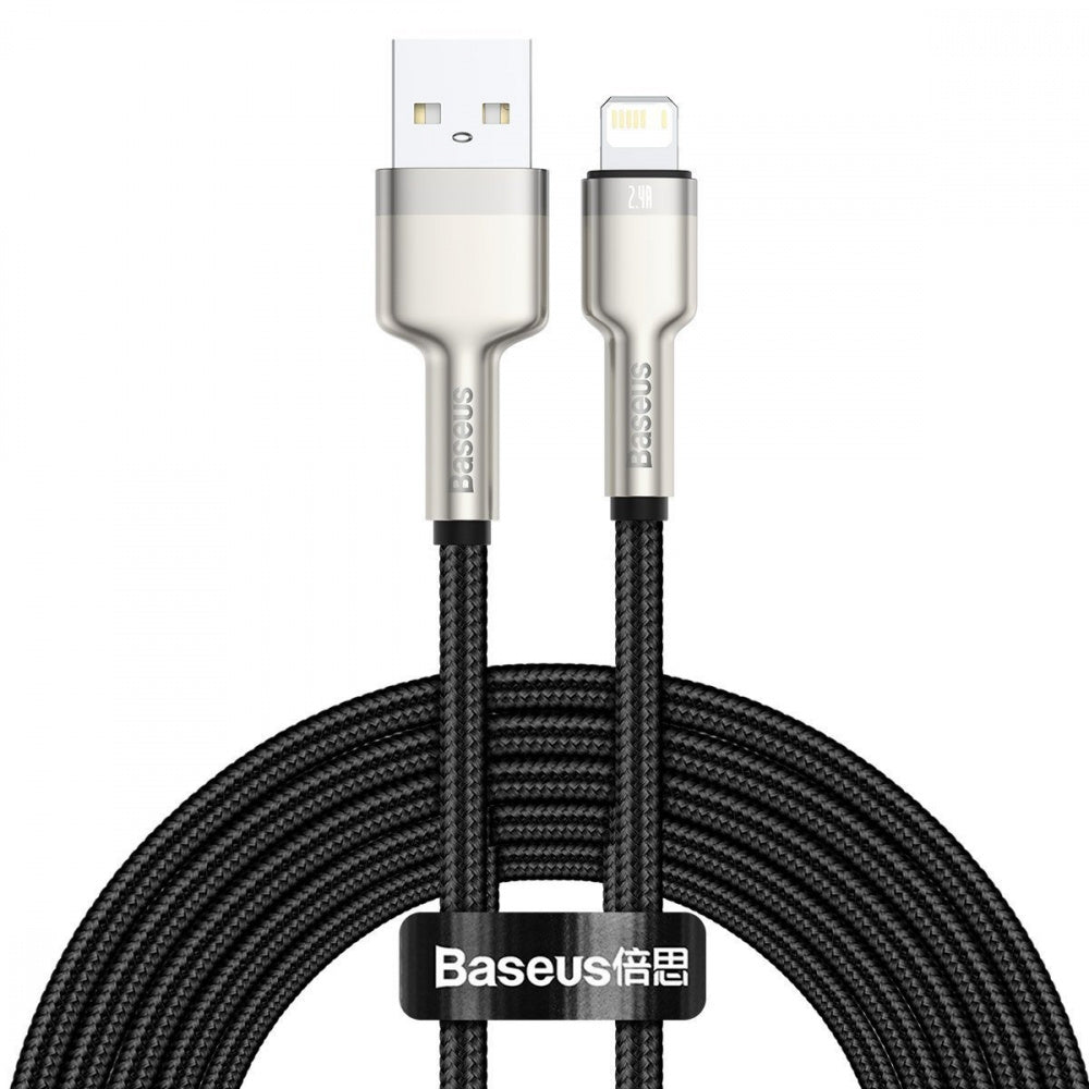 Køb Baseus Cafule Nylon USB - Lightning Kabel 2m Sort/Guld
